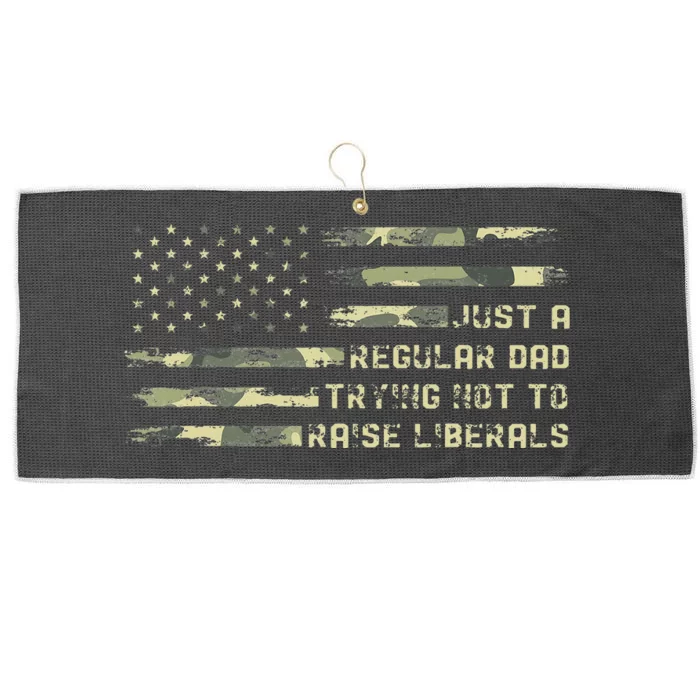 Just A Regular Dad Trying Not To Raise Liberals Camouflage Large Microfiber Waffle Golf Towel