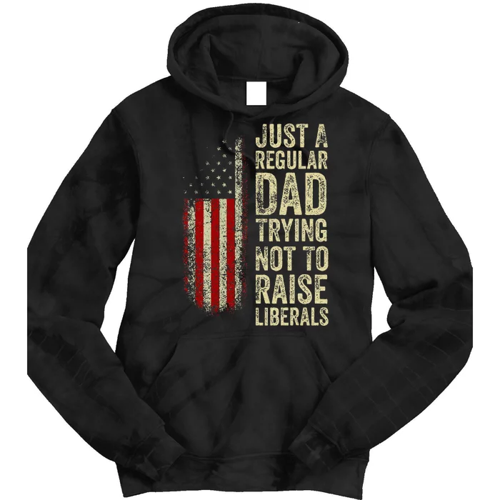 Just A Regular Dad Trying Not To Raise Liberals FatherS Day Tie Dye Hoodie