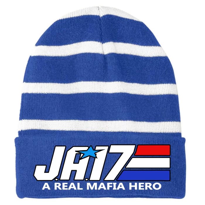 Ja17 A Real Mafia Hero Striped Beanie with Solid Band