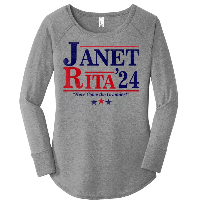 Janet And Rita 2024 Here Come The Grannies President Women's Perfect Tri Tunic Long Sleeve Shirt