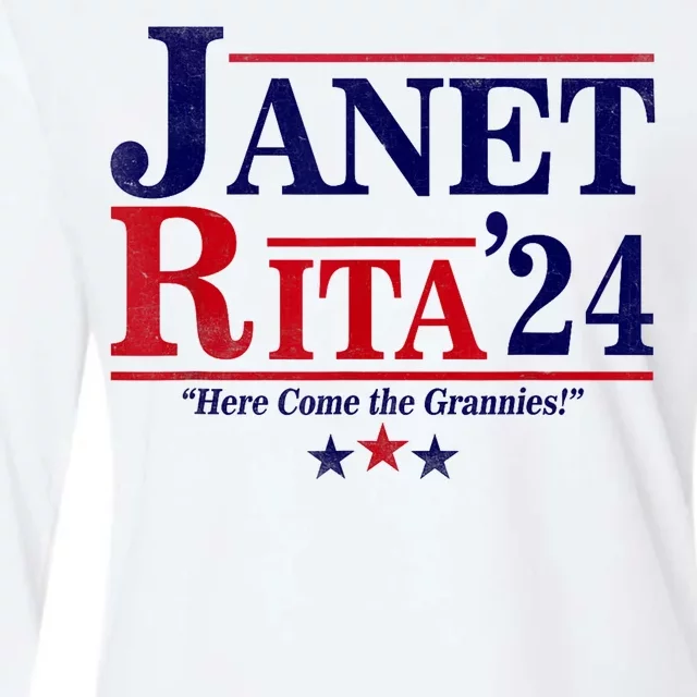 Janet And Rita 2024 Here Come The Grannies President Womens Cotton Relaxed Long Sleeve T-Shirt