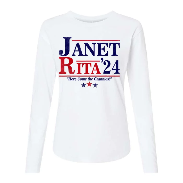 Janet And Rita 2024 Here Come The Grannies President Womens Cotton Relaxed Long Sleeve T-Shirt