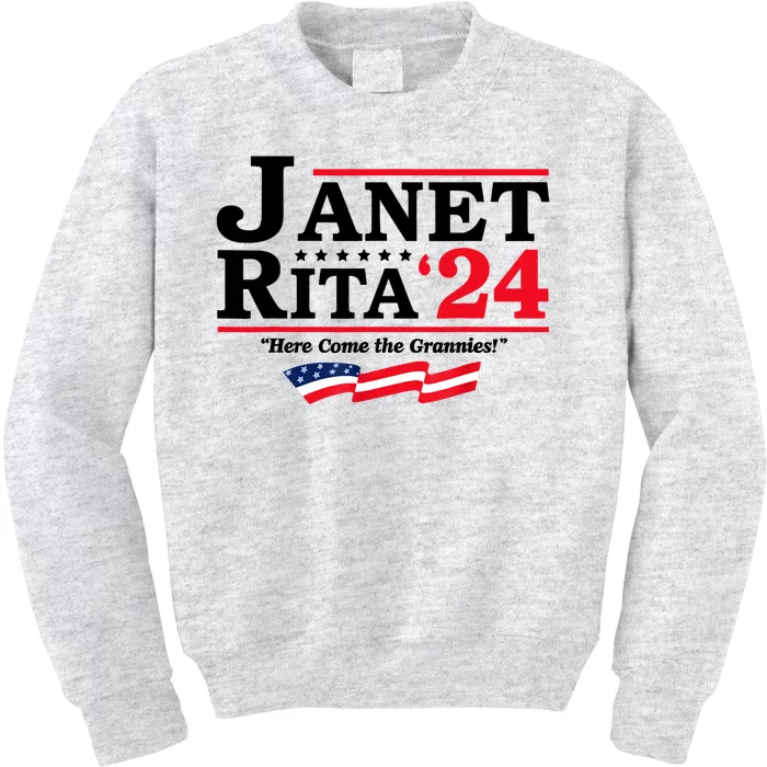 Janet And Rita For President 2024 Here Come The Grannies 24s Kids Sweatshirt