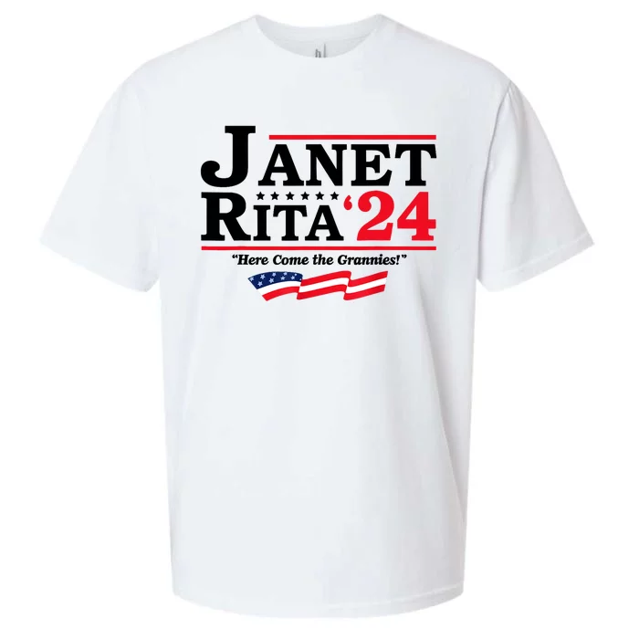 Janet And Rita For President 2024 Here Come The Grannies 24s Sueded Cloud Jersey T-Shirt