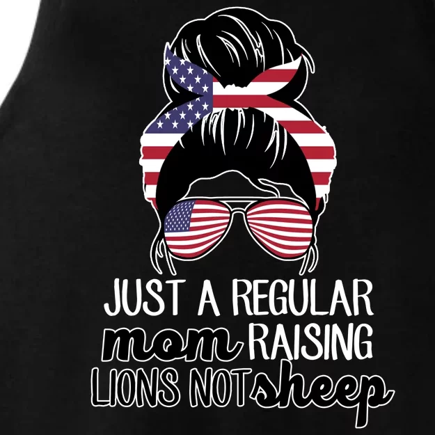 Just A Regular Mom Raising Lions Not Sheep Ladies Tri-Blend Wicking Tank