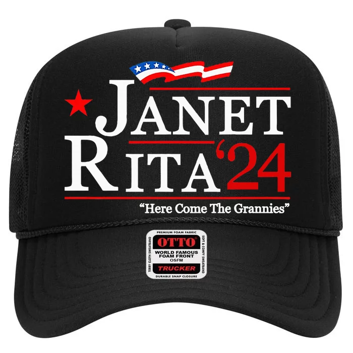 Janet And Rita For President 2024 High Crown Mesh Trucker Hat