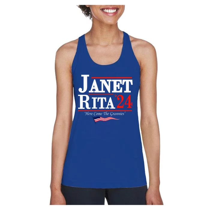 Janet And Rita 2024 Here Come The Grannies Women's Racerback Tank