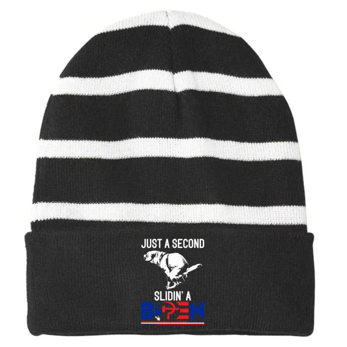 Just A Second Slidin' A Biden Striped Beanie with Solid Band