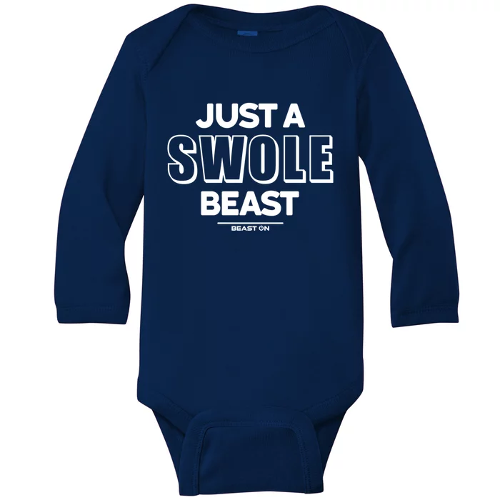 Just A Swole Beast Training Fitness Motivation Gym Sayings Gift Baby Long Sleeve Bodysuit