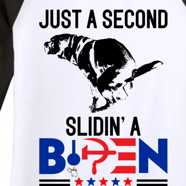 Just A Second Slidin' A Biden Women's Tri-Blend 3/4-Sleeve Raglan Shirt