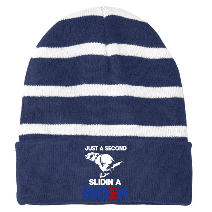 Just A Second Slidin' A Biden Striped Beanie with Solid Band