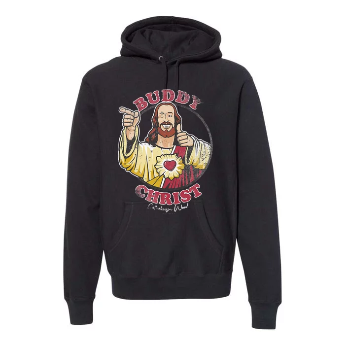 Jay and Silent Bob Buddy Christ Circle Portrait Premium Hoodie