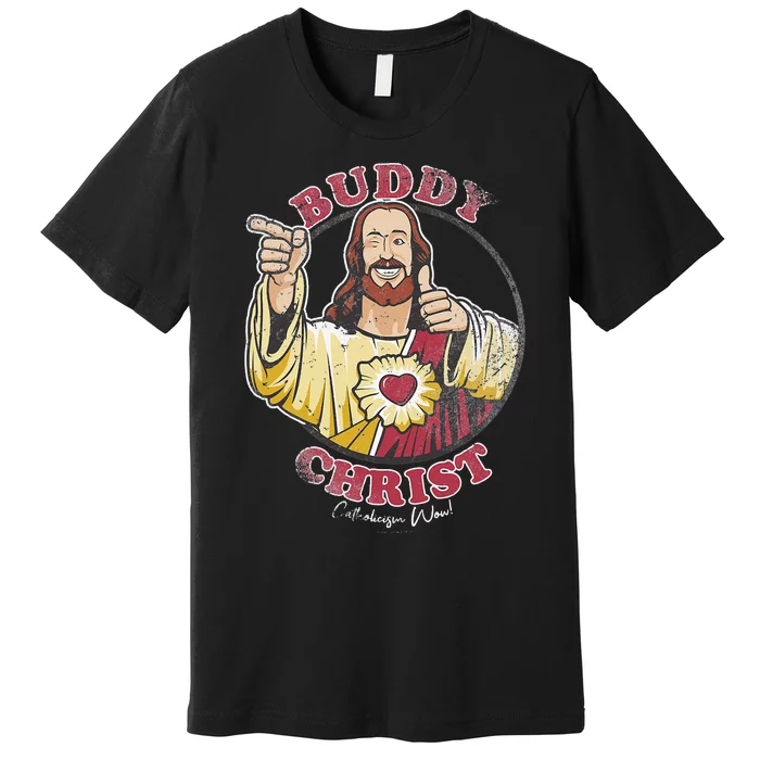 Jay and Silent Bob Buddy Christ Circle Portrait Premium T-Shirt