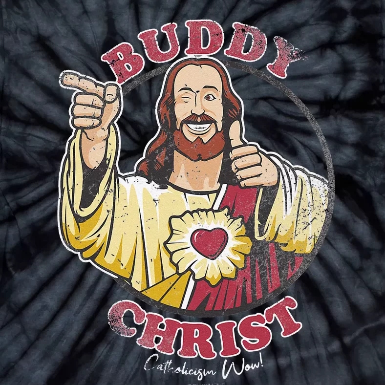 Jay and Silent Bob Buddy Christ Circle Portrait Tie-Dye T-Shirt