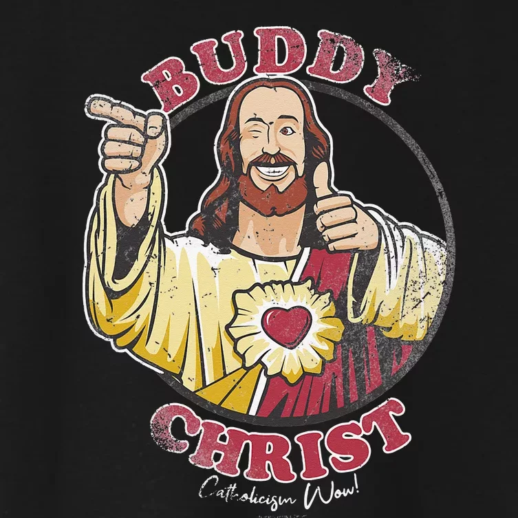 Jay and Silent Bob Buddy Christ Circle Portrait Women's Crop Top Tee