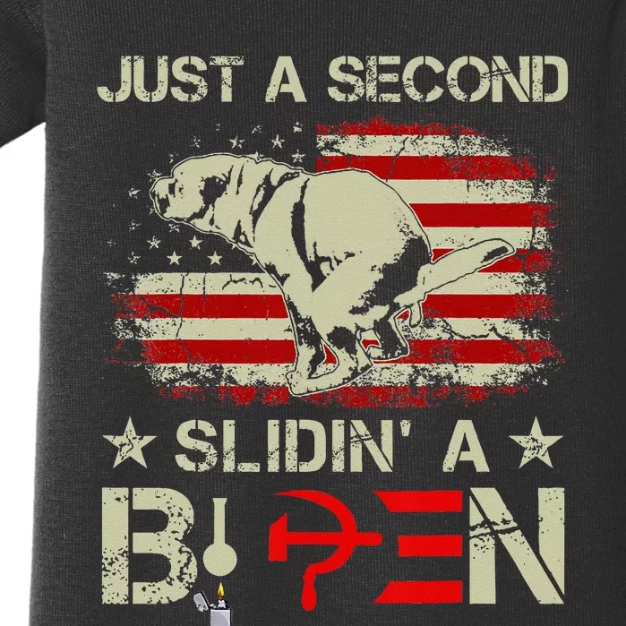 Just A Second Slidin A Biden Funny Saying Biden President Baby Bodysuit