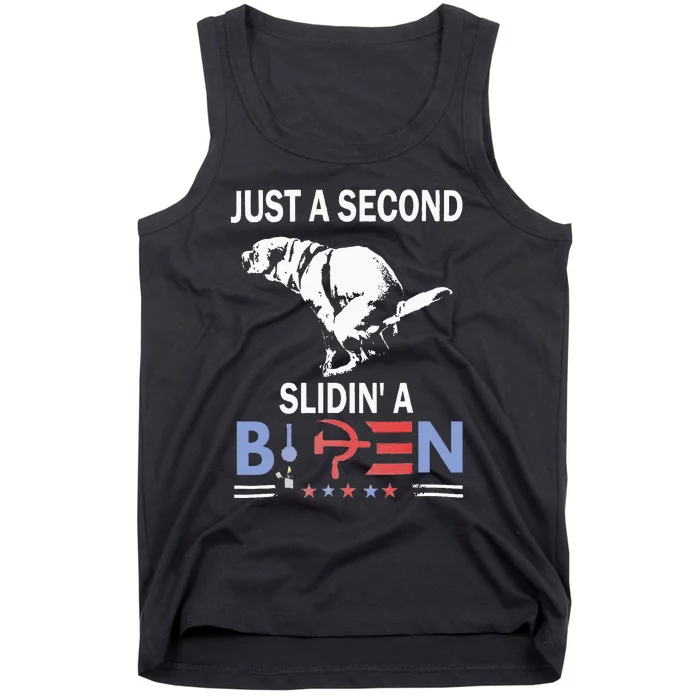 Just A Second Slidin A Biden Funny Joe Biden Anti Biden Tank Top