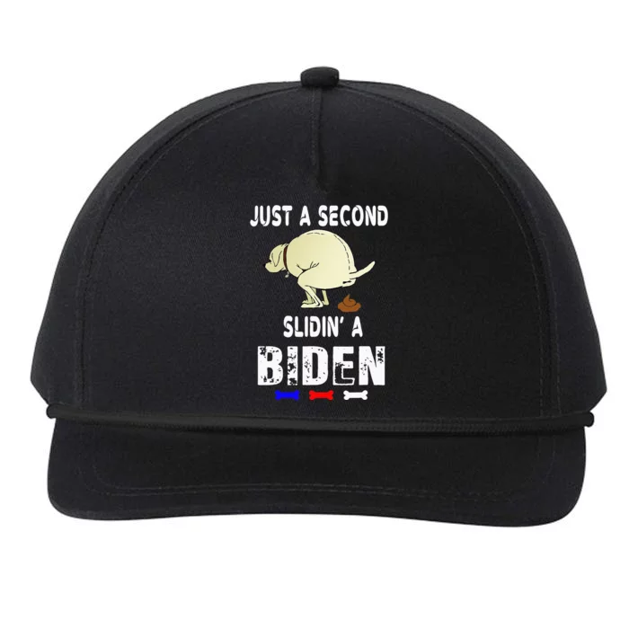 Just A Second SLiding Funny Saying Biden President Snapback Five-Panel Rope Hat