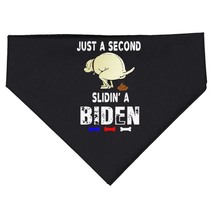 Just A Second SLiding' Funny Saying Biden President USA-Made Doggie Bandana