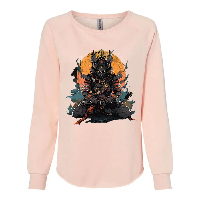 Japanese Art Samurai Vintage Fighter Retro Meditation Womens California Wash Sweatshirt