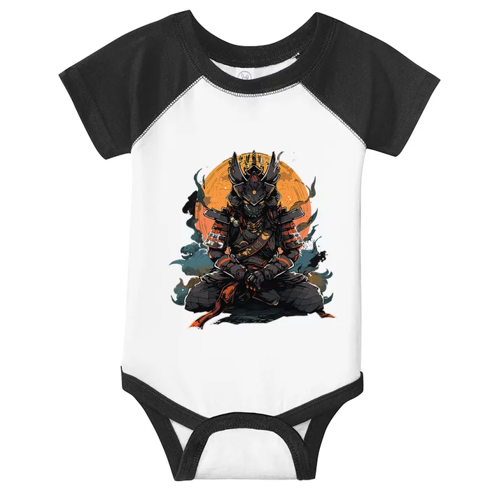 Japanese Art Samurai Vintage Fighter Retro Meditation Infant Baby Jersey Bodysuit