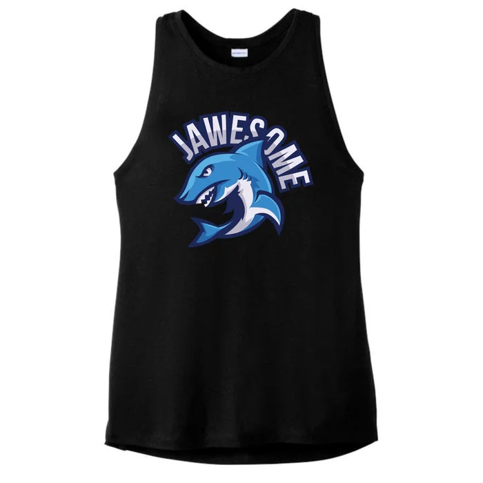 JaweSome Angry Shark Ladies Tri-Blend Wicking Tank