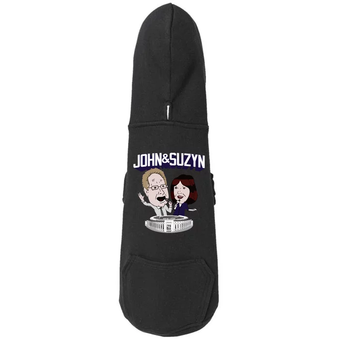 John And Suzyn Talking Bobblehead Night Caricature Doggie 3-End Fleece Hoodie