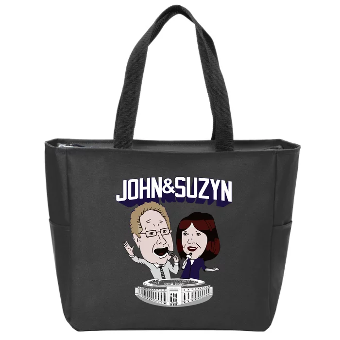 John And Suzyn Talking Bobblehead Night Caricature Zip Tote Bag