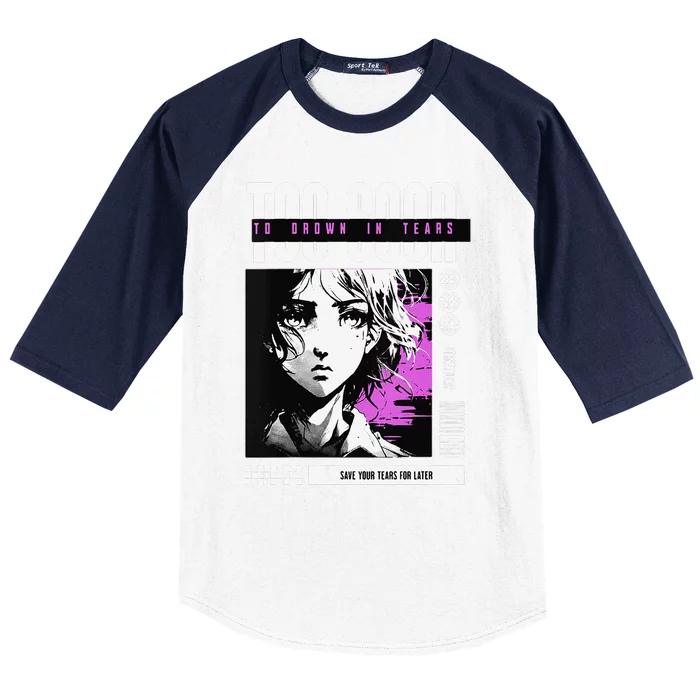 Japanese Aesthetic Sad Anime Streetwear Baseball Sleeve Shirt