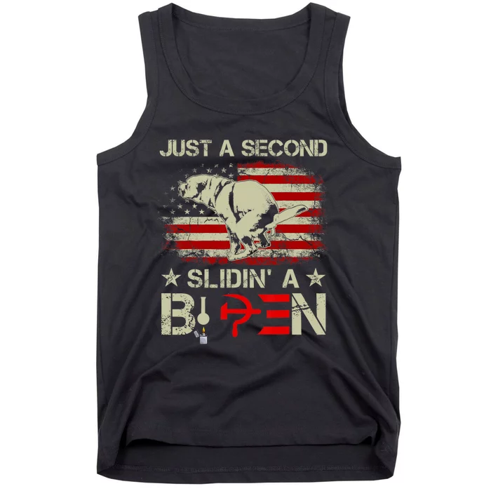 Just A Second Slidin A Biden Funny Saying Biden President Tank Top