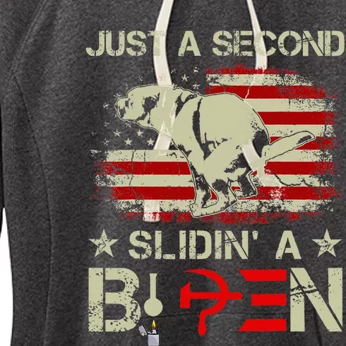 Just A Second Slidin A Biden Funny Saying Biden President Women's Fleece Hoodie