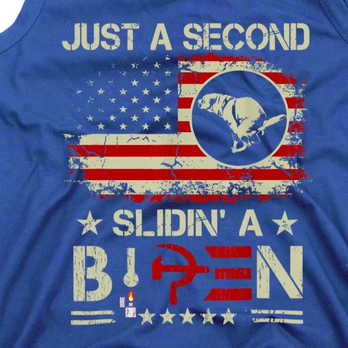 Just A Second Slidin A Biden Funny American Flag Tank Top