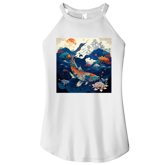 Japanese Art Samurai Aesthetic Koi Fish Women’s Perfect Tri Rocker Tank