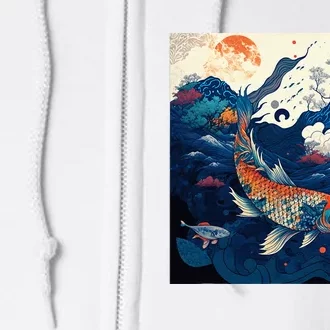 Japanese Art Samurai Aesthetic Koi Fish Full Zip Hoodie