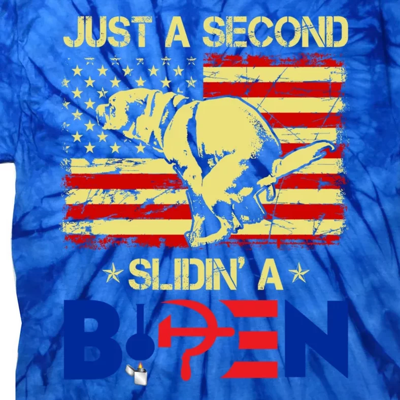 Just A Second Slidin A Biden Funny American Flag Tie-Dye T-Shirt