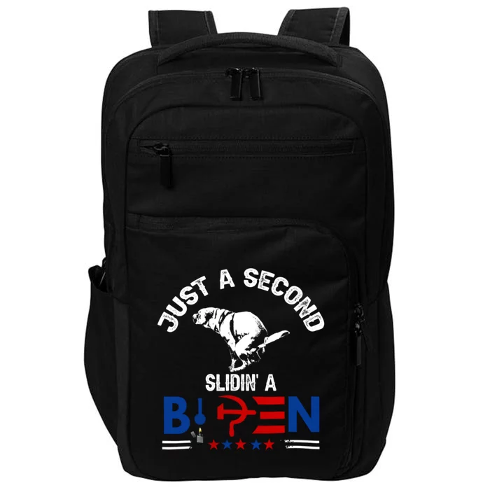 Just A Second Slidin A Biden Funny Impact Tech Backpack