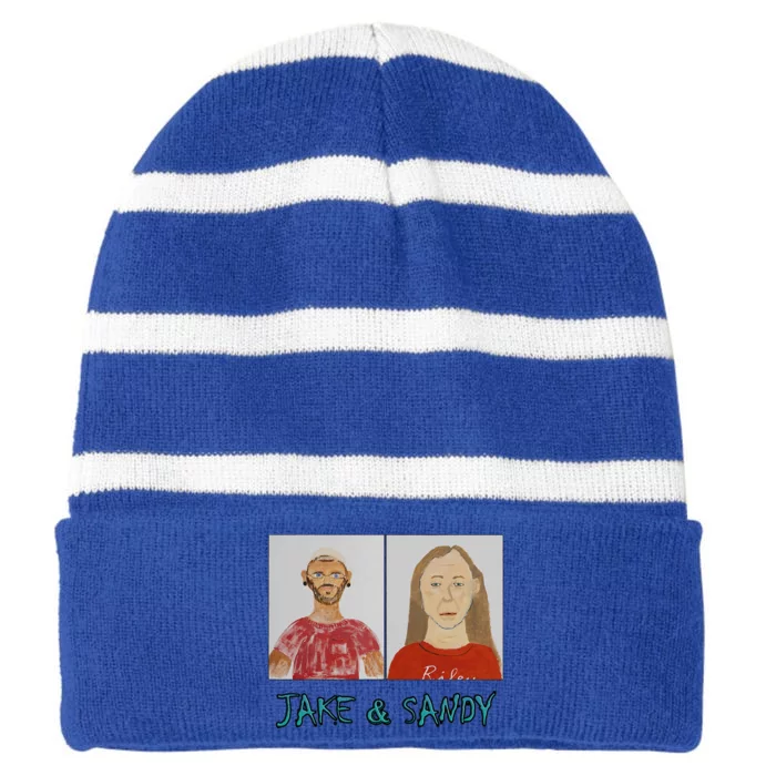 Jake And Sandy Portraits Striped Beanie with Solid Band