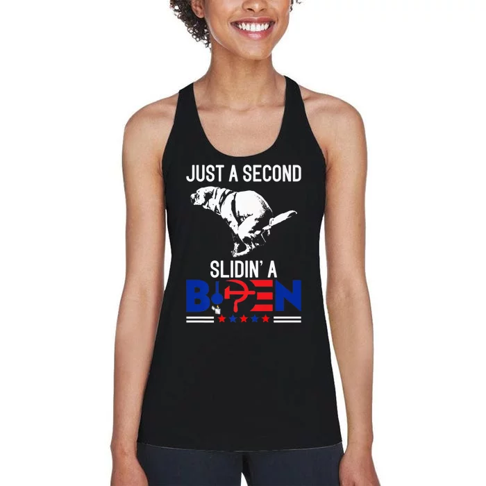 Just A Second Slidin' A Biden Funny Humour Biden Women's Racerback Tank