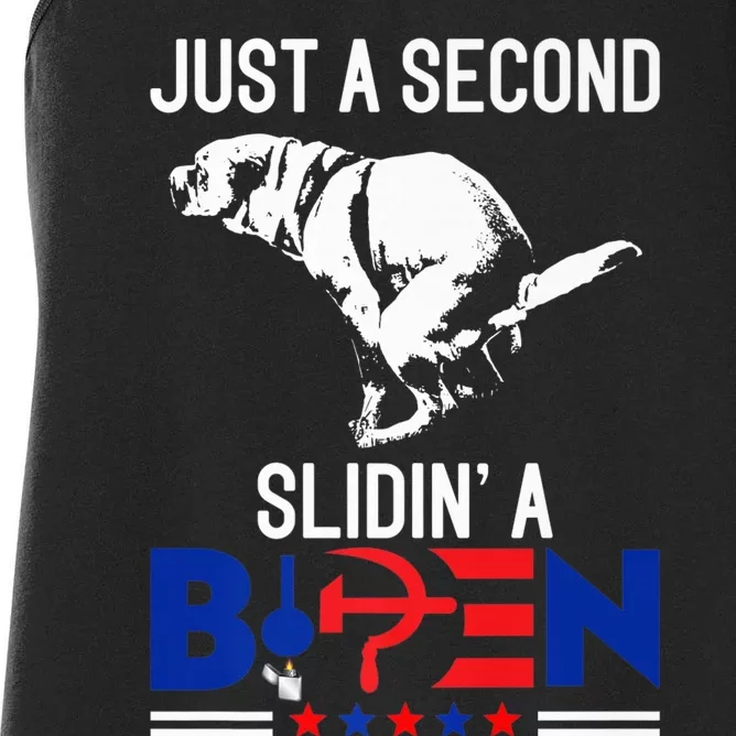 Just A Second Slidin' A Biden Funny Humour Biden Women's Racerback Tank