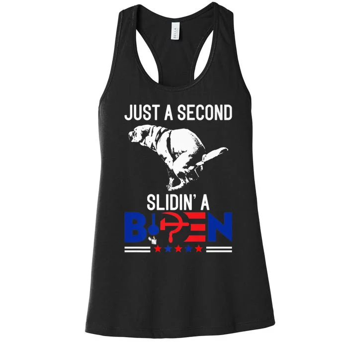 Just A Second Slidin' A Biden Funny Humour Biden Women's Racerback Tank