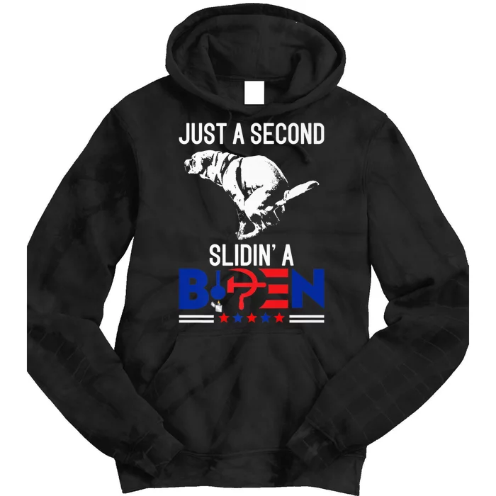 Just A Second Slidin' A Biden Funny Humour Biden Tie Dye Hoodie