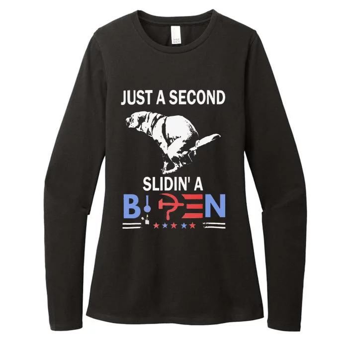 Just A Second Slidin' A Biden Womens CVC Long Sleeve Shirt