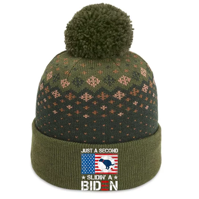 Just A Second Slidin' A Biden The Baniff Cuffed Pom Beanie