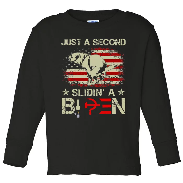 Just A Second Slidin A Biden Saying Biden President Toddler Long Sleeve Shirt