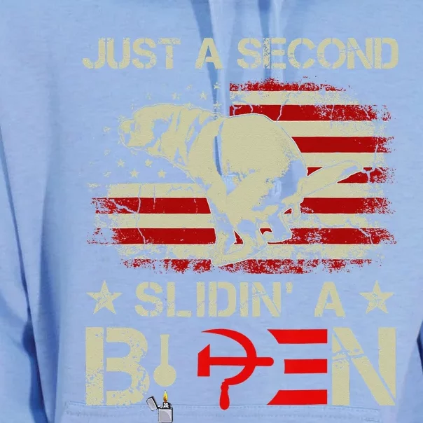 Just A Second Slidin' A Biden Funny Saying Biden President Unisex Surf Hoodie