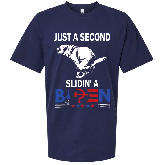 Just A Second SLiding Funny Saying Biden President Sueded Cloud Jersey T-Shirt