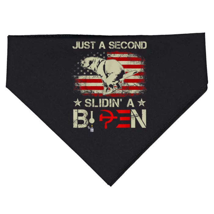 Just A Second Slidin A Biden Funny Saying Biden President USA-Made Doggie Bandana