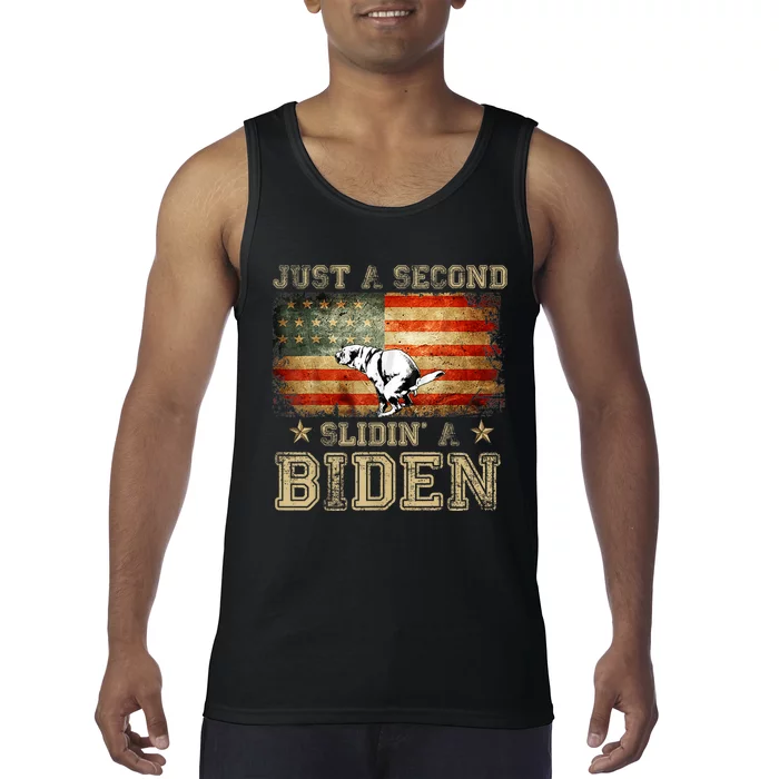 Just A Second Slidin’ A Biden – Funny Political Anti Biden Tank Top