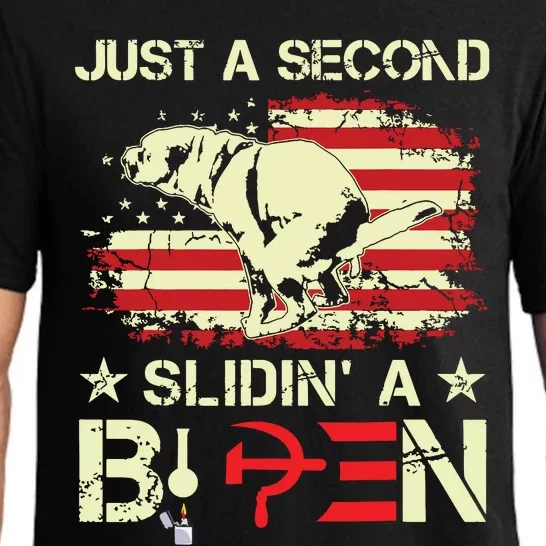 Just A Second Slidin A Biden Funny Saying Biden President Pajama Set