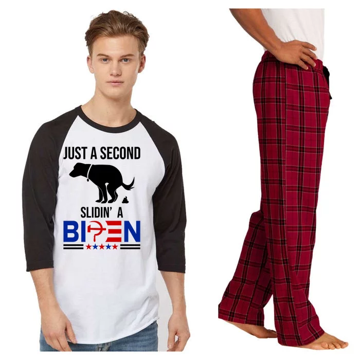 Just A Second Slidin A Biden Funny Dog Raglan Sleeve Pajama Set